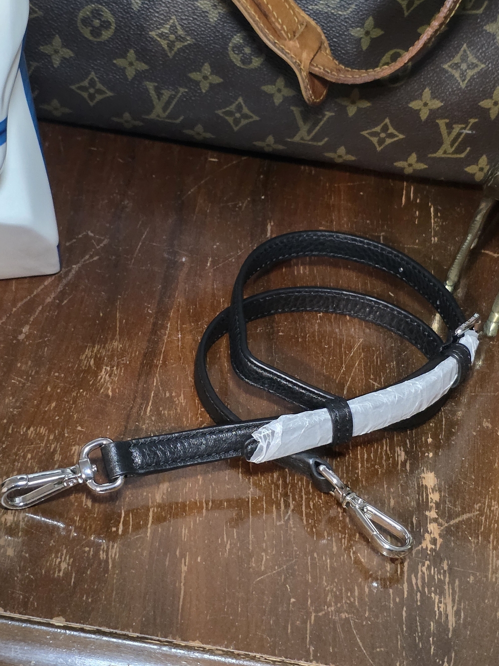 NWOT Michael Kors Black Leather Double-Clip Crossbody Strap